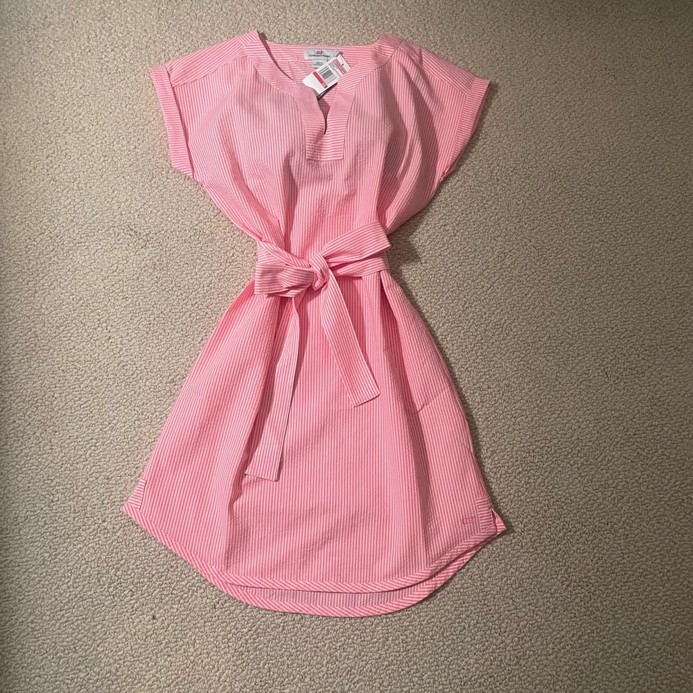 Vineyard Vines Seersucker Harbor Tunic Dress size XS in Malibu Pink.
